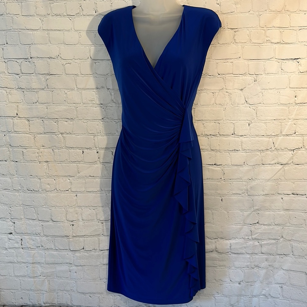 American Living blue draped front dress